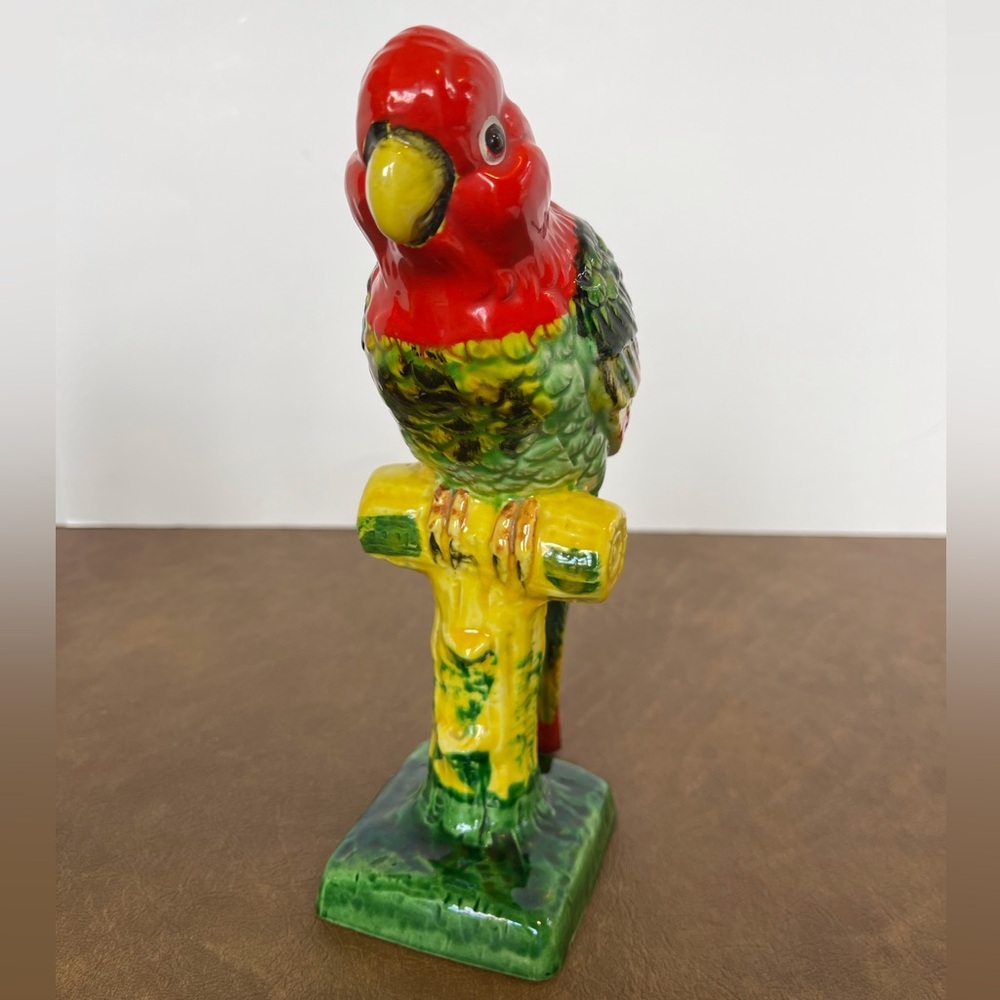 Vintage Retro Rainforest Ceramic Parrot Planter